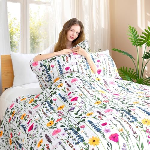 ROMROL King Size Floral Quilt Set 3 Piece