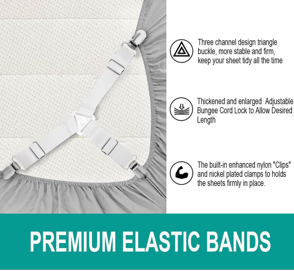 Heavy Duty Bed Sheet Holder Straps with Adjustable Clamps