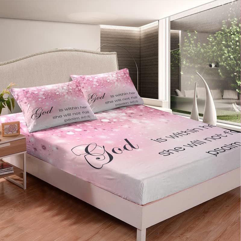 Feelyou Blessed Words Sheet Set Pink Microfiber
