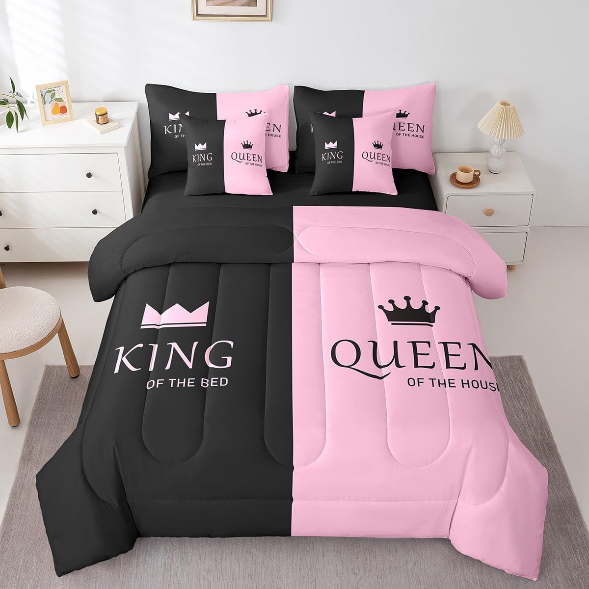 Feelyou King Size Comforter Set with Pillowcases and Cushion Covers