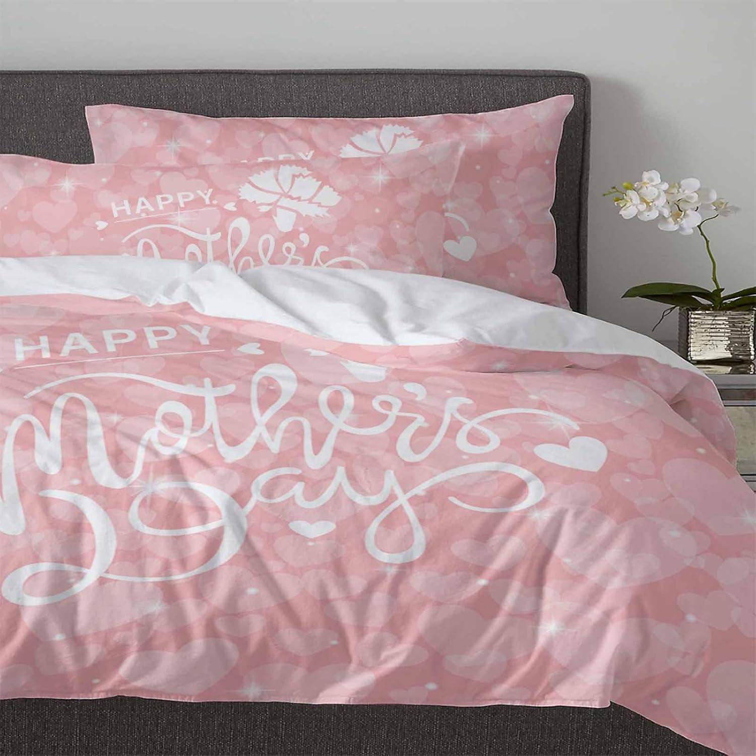 Happy Mothers Day Duvet Cover Twin Size Soft Microfiber Set