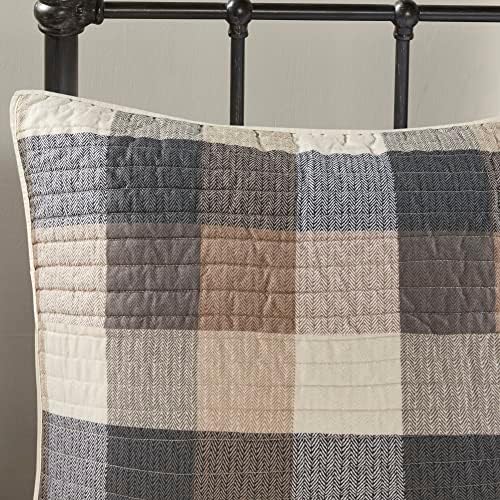 Madison Park Reversible Quilt Set - 6 Piece Neutral Plaid Cabin Style