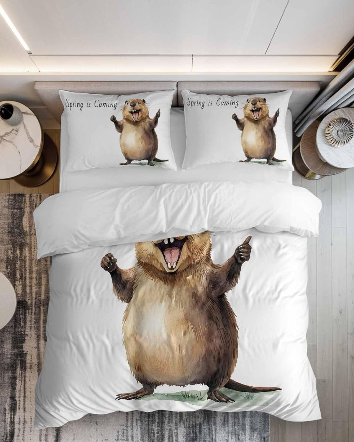 ZOE GARDEN Happy Groundhog Day Duvet Cover Set