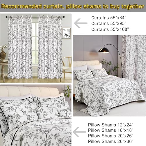 Evenhug 100 Cotton Reversible Quilt Set Queen Size Black Bird Pattern