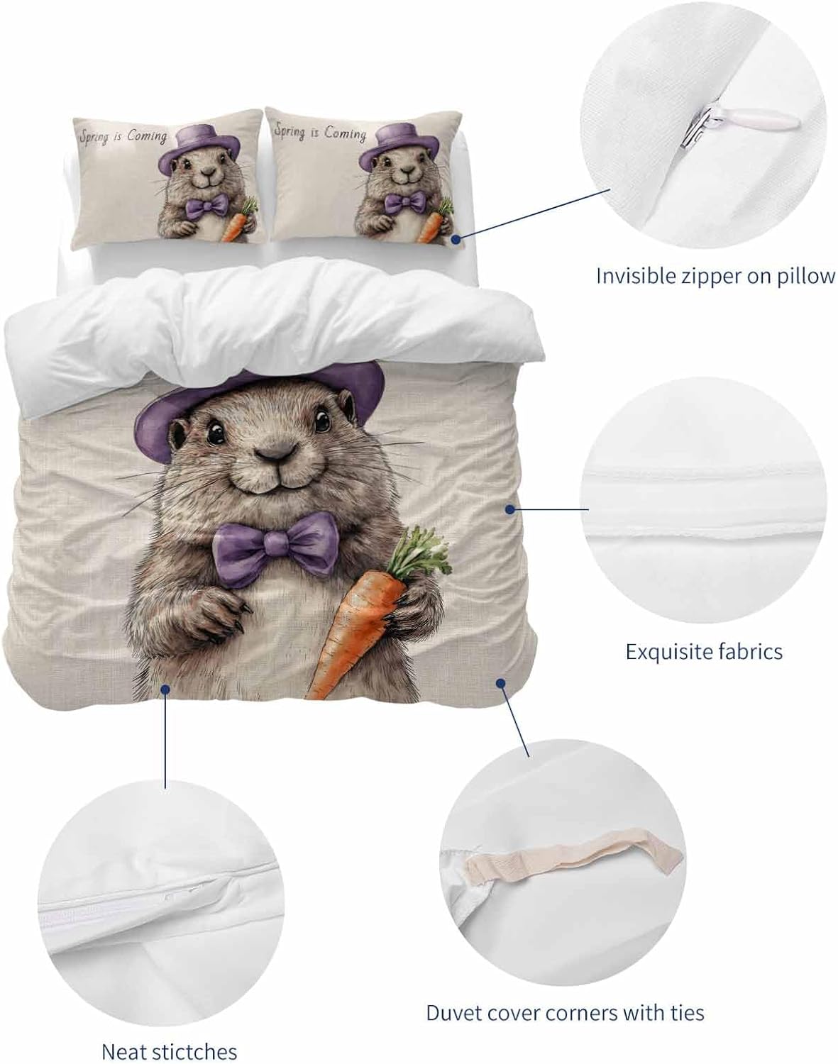 ZOE GARDEN Happy Groundhog Day Duvet Cover Set 1