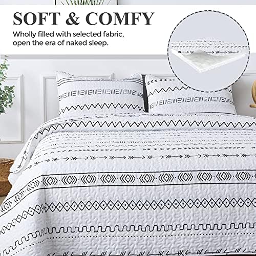 Andency White Boho Quilt Set California King 3Pcs