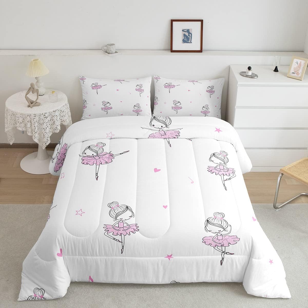 Erosebridal Kawaii Ballet Comforter Set 3pcs