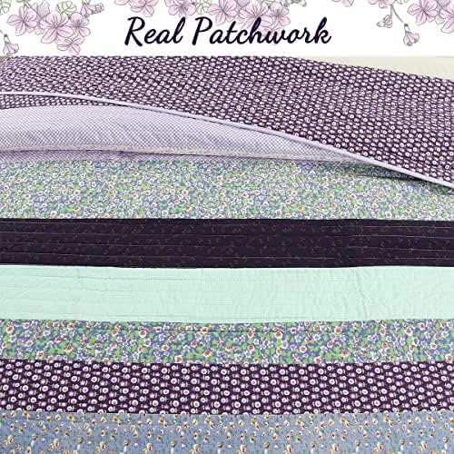 Cozy Line Lilac Stripe Reversible Quilt Bedding Set