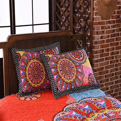 LAMEJOR Boho Mandala Reversible Quilt Set Queen Size