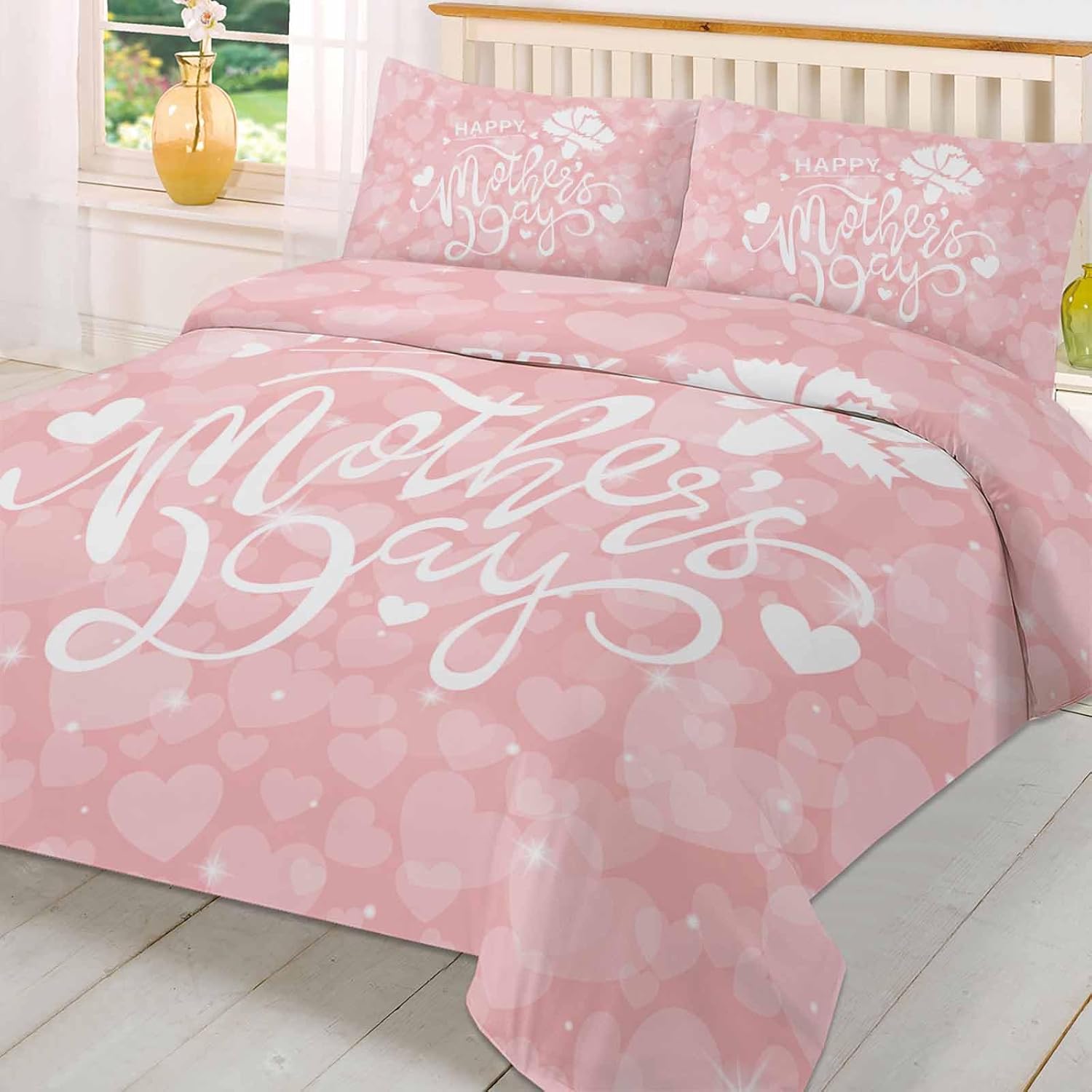 Happy Mothers Day Duvet Cover Twin Size Soft Microfiber Set