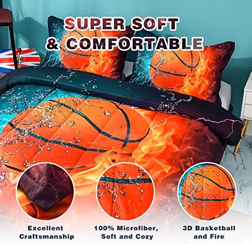 Andency Basketball Comforter Set Queen 3Pcs