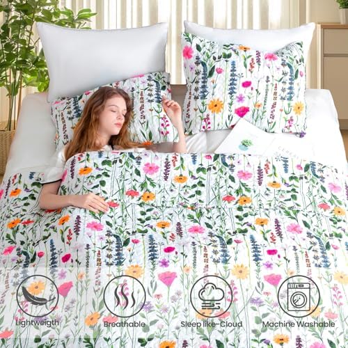 ROMROL King Size Floral Quilt Set 3 Piece