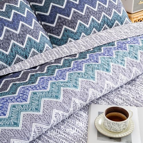 LIRISDOM Bohemian Quilt Set Queen 3 Piece Paisley Bedspread Set