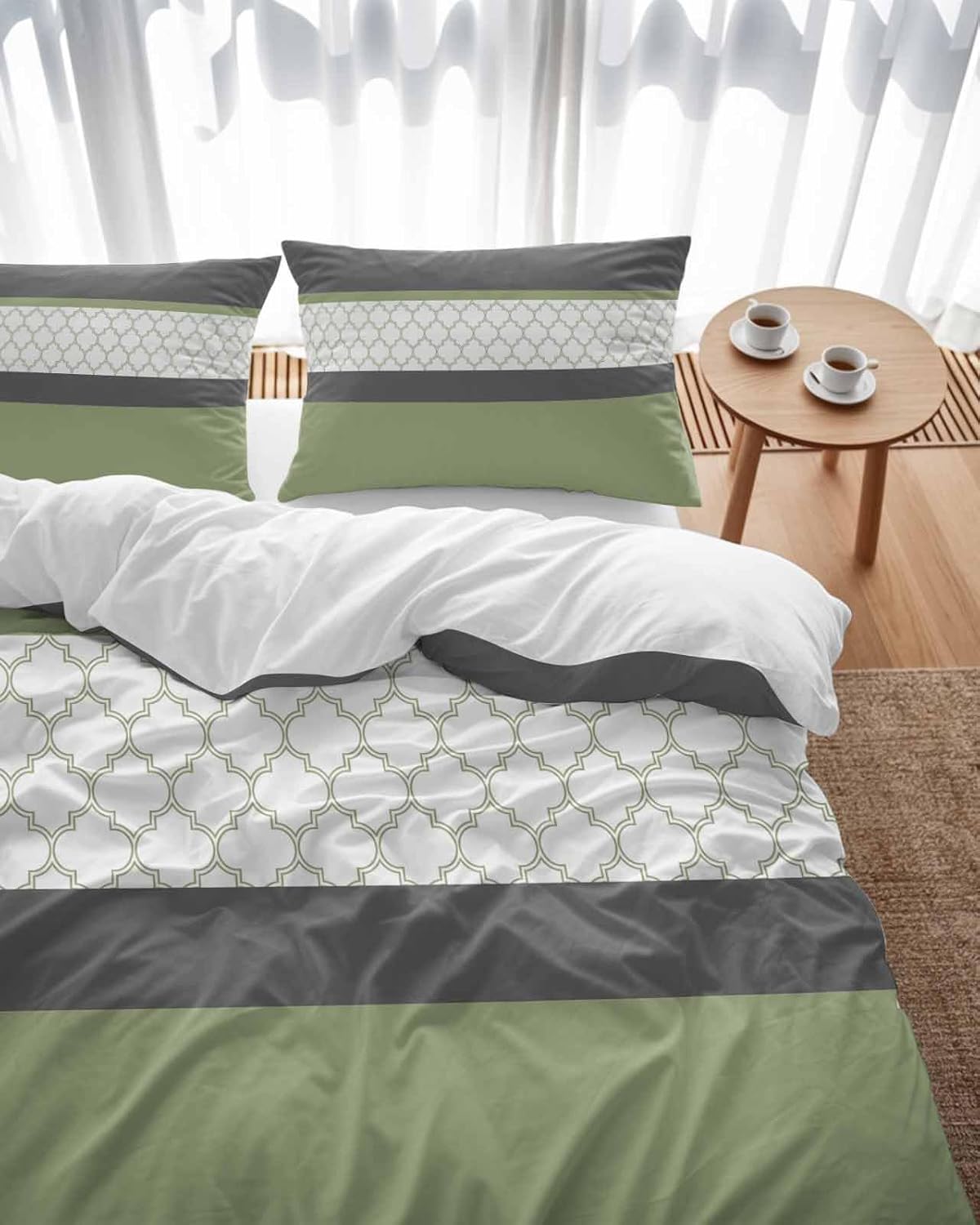 ZOE GARDEN Sage Green Duvet Cover Set 3 Piece
