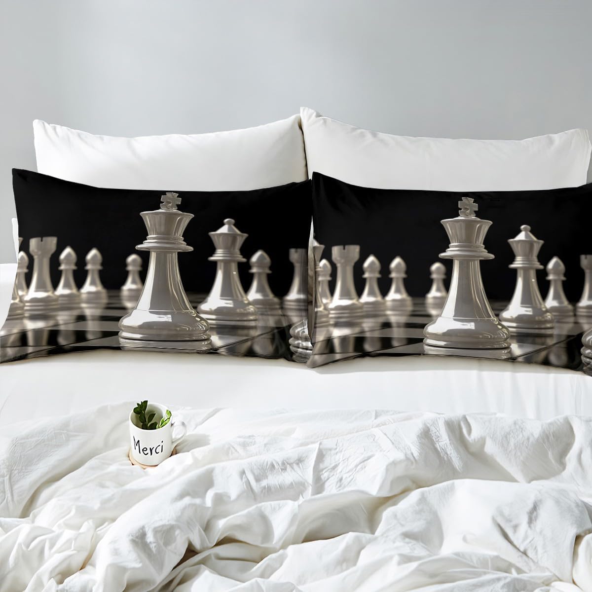 Feelyou International Chess Fitted Sheet Set Twin Size 2Pcs
