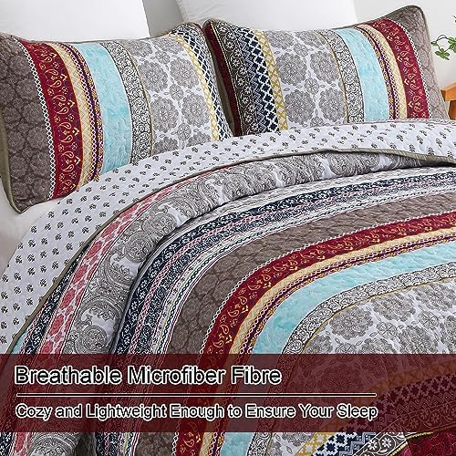 WONGS BEDDING Boho Queen Quilt Set 3 Piece