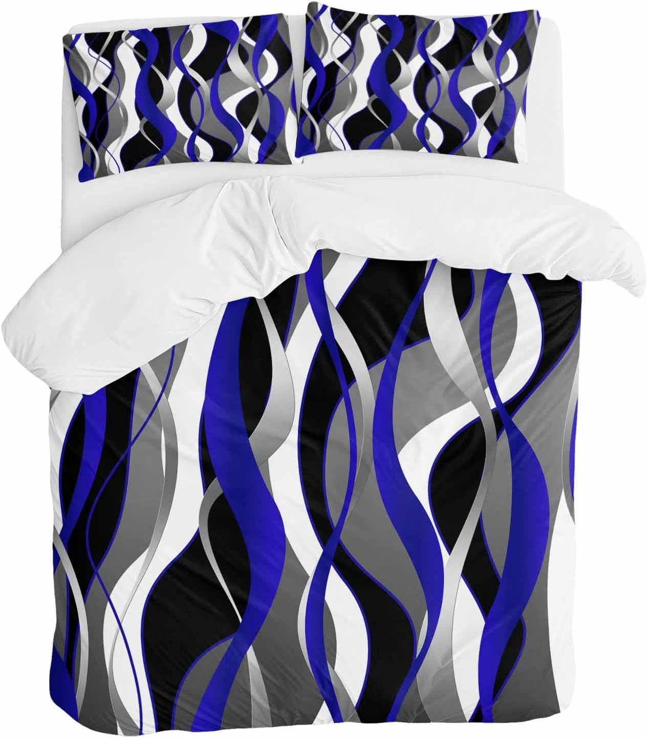 ZOE GARDEN Blue Stripe Queen Duvet Cover Set