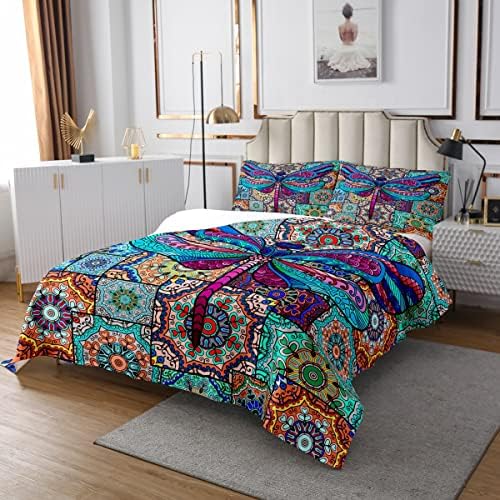 Erosebridal Dragonfly Bedspread Set Queen Size 90x90 with 2 Pillow Shams