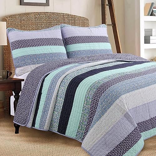 Cozy Line Lilac Stripe Reversible Quilt Bedding Set