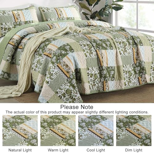 WONGS BEDDING Green Quilt Set King Size 3 Piece 1