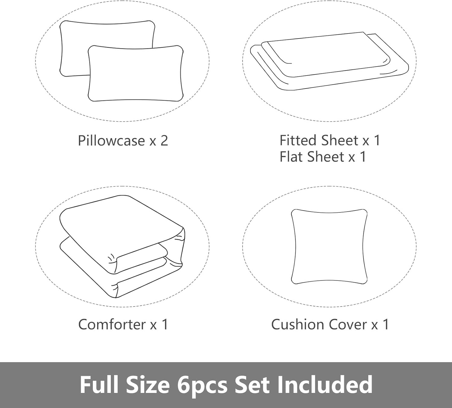 ROWADALO 6 Piece Gamer Bed in A Bag Set Queen Size