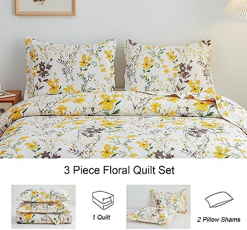 Ycosy King Size Floral Quilt Set Reversible
