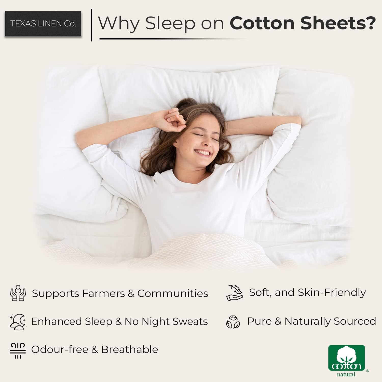 Texas Linen Co Luxury Egyptian Cotton Twin XL Sheet Set - Beige