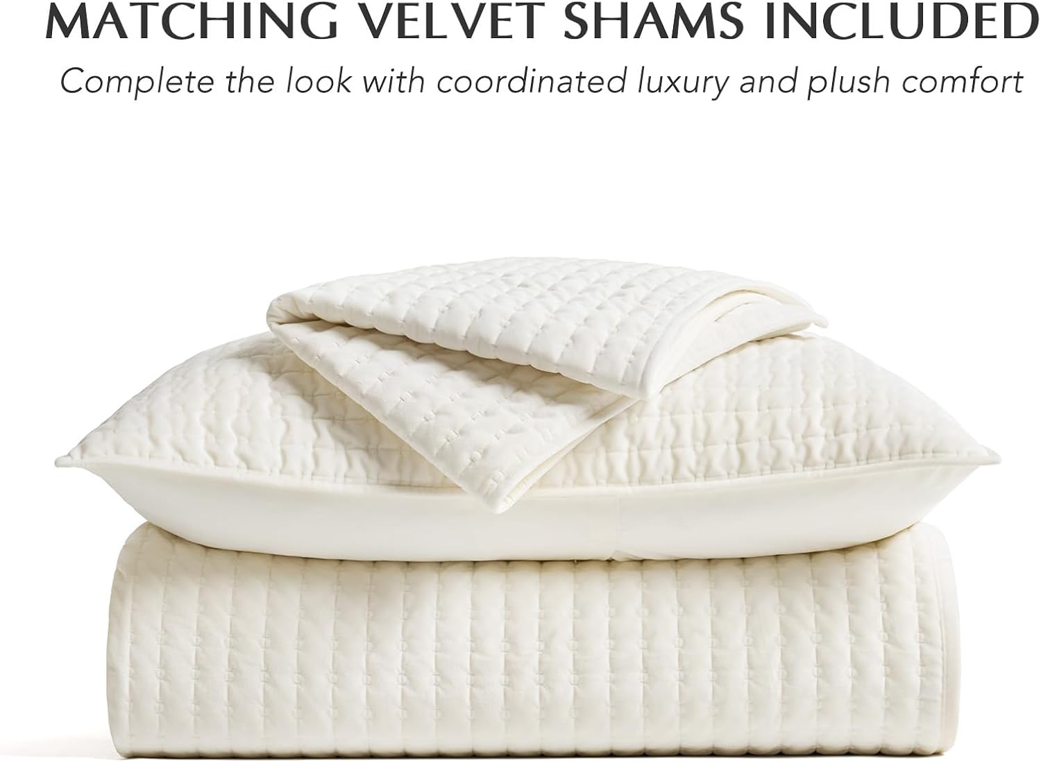 EVERGRACE Pearl Velvet Quilt Set King Size 3 Pieces