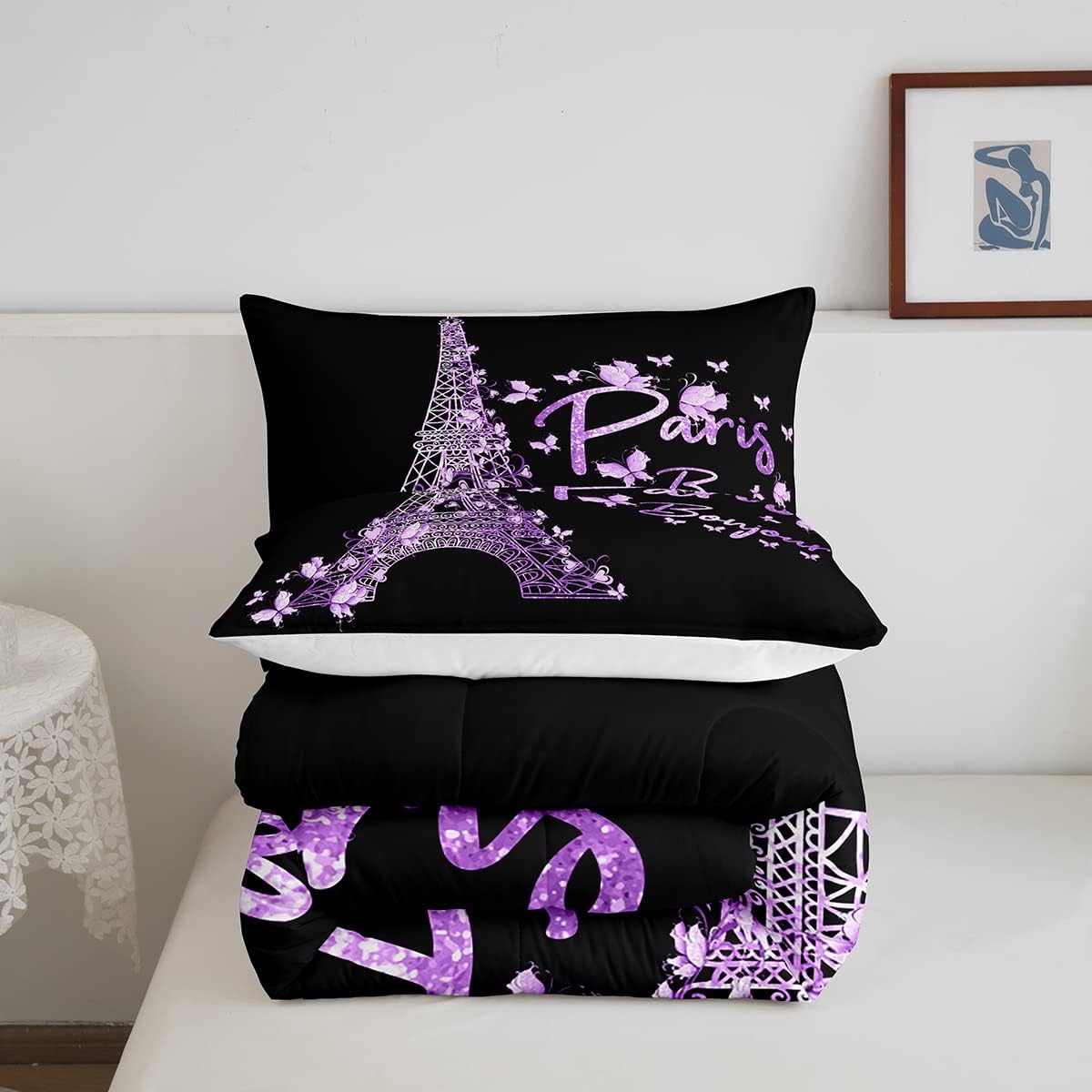 Feelyou Paris Eiffel Tower Comforter Set for Kids