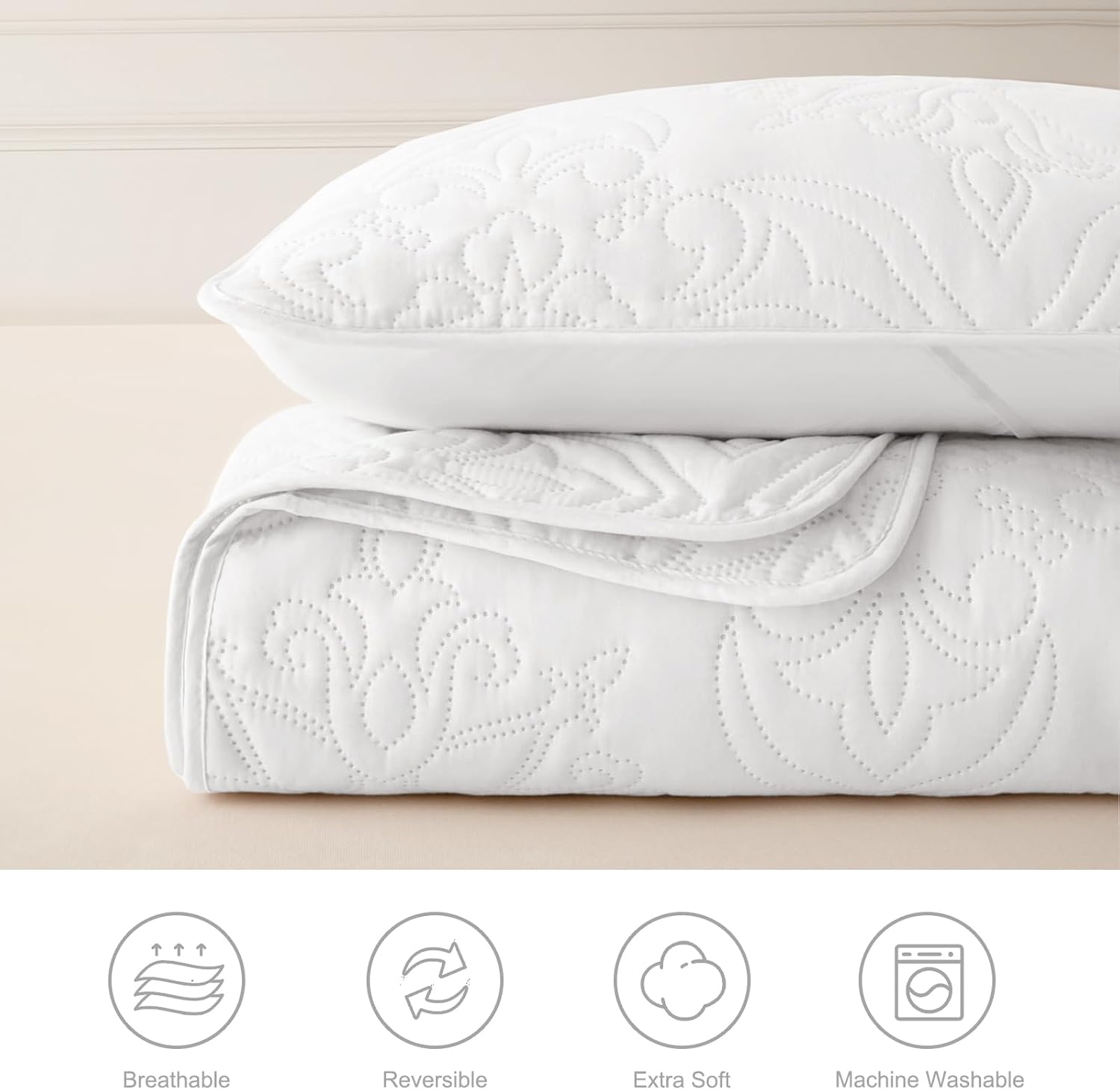 Whale Flotilla Vintage Damask Queen Quilt Set
