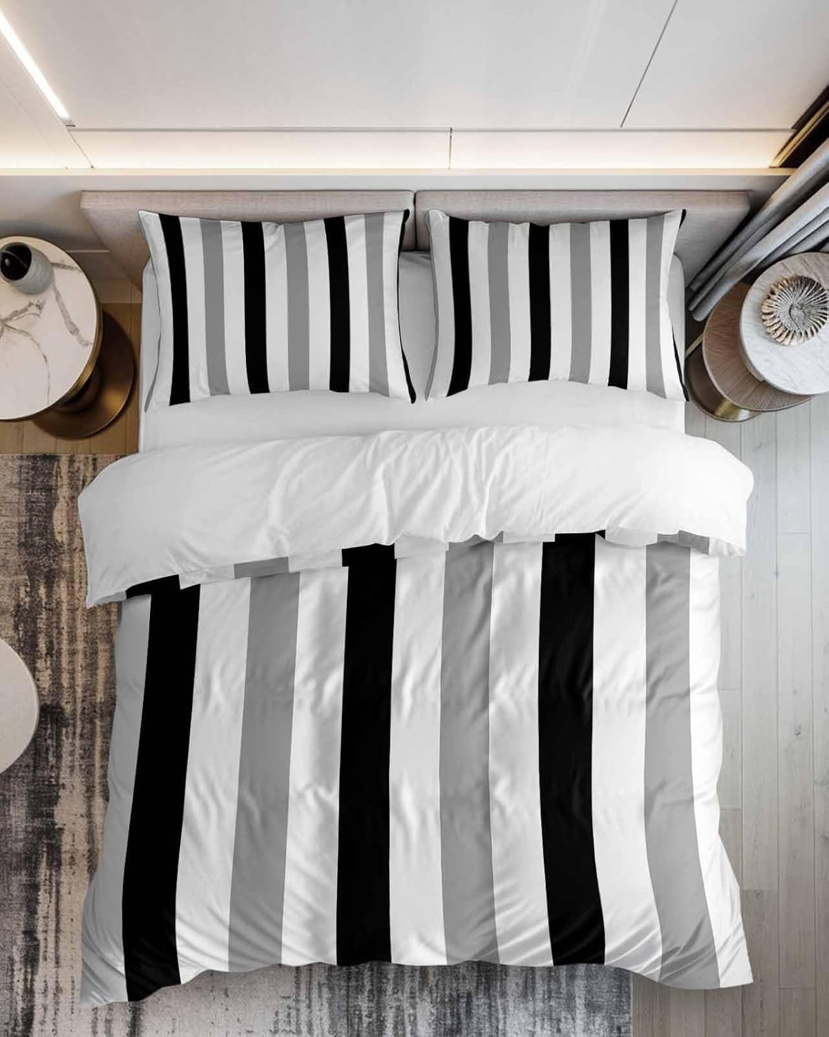 ZOE GARDEN Grey Black Duvet Cover Queen Set 3 Piece