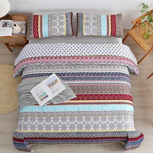 WONGS BEDDING Boho Queen Quilt Set 3 Piece