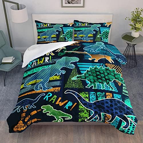 AILONEN Dinosaur Print Comforter Set Queen Size