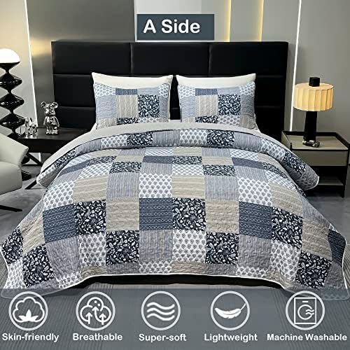 VIVILINEN Alaska King Quilt Set 3-Piece Reversible