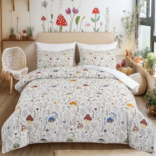 SOULZZZ Mushroom Comforter Set 3 Piece Cream 1
