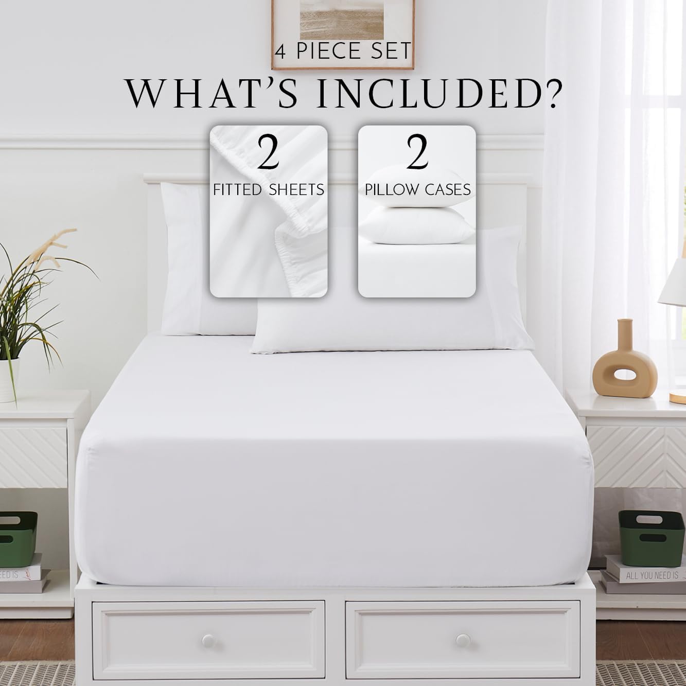Linen Closet Cotton Rich Twin XL Sheet Set with Phone Pocket