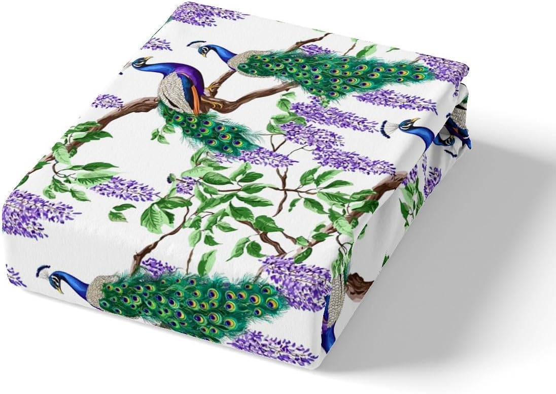 Jejeloiu Peacock King Size Bed Sheet Set
