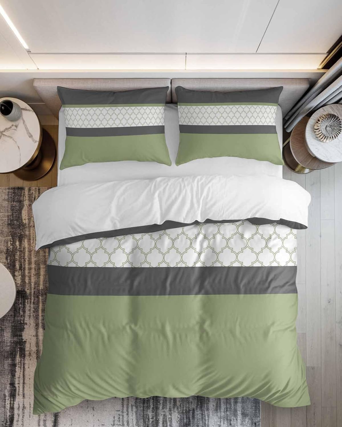 ZOE GARDEN Sage Green Duvet Cover Set 3 Piece