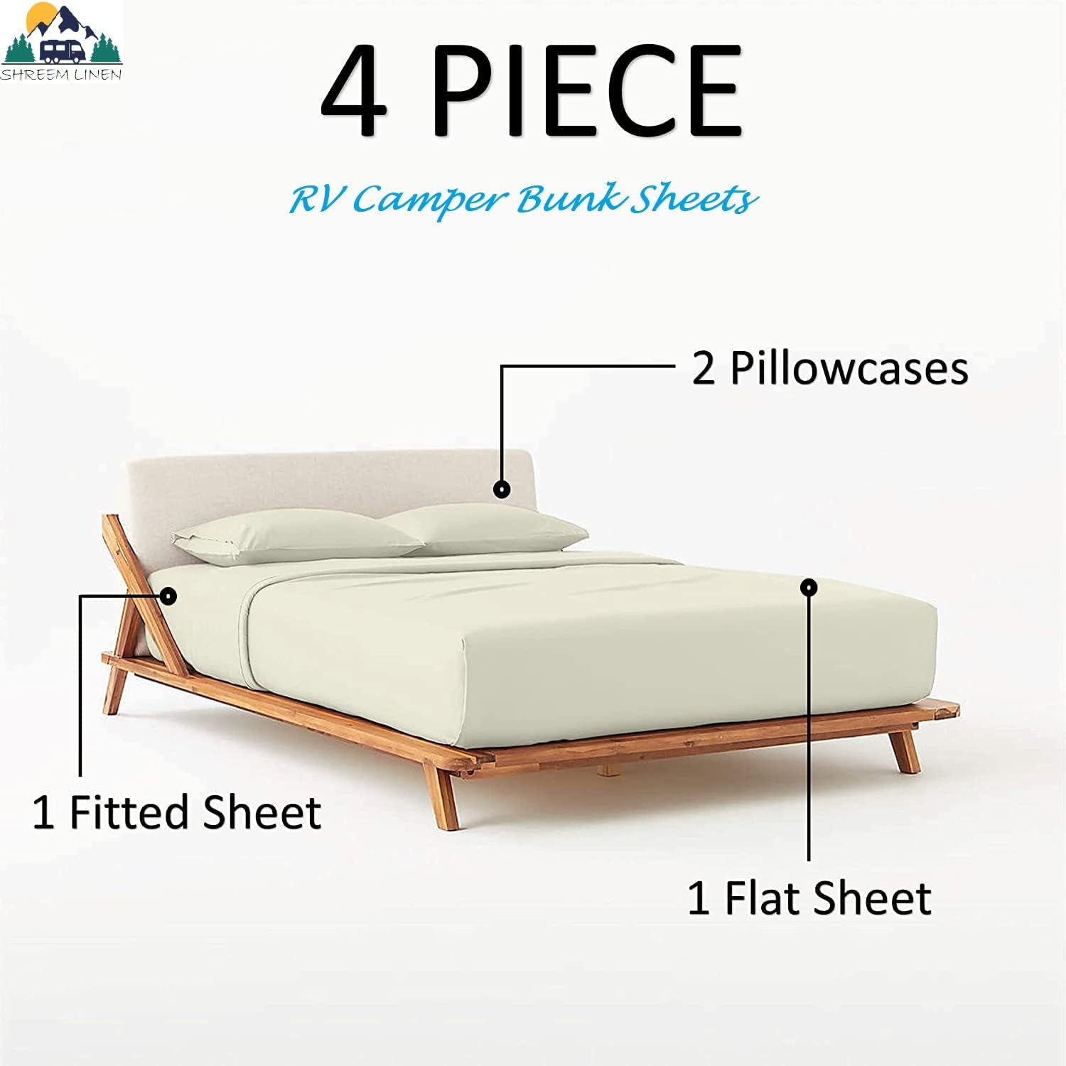 Shreem Linen Microfiber RV Sheet Set - Short King 72x75