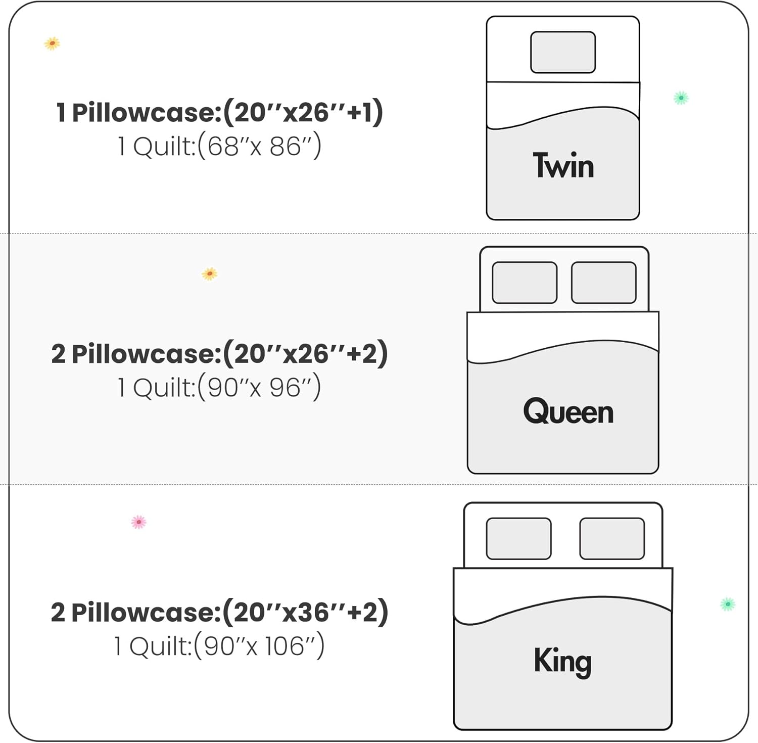 ROMROL King Size Floral Quilt Set 3 Piece