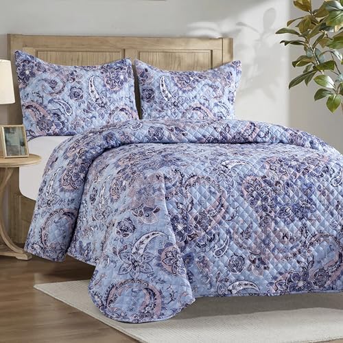 Elegant Comfort 3-Piece Reversible Floral Paisley Bedspread Set