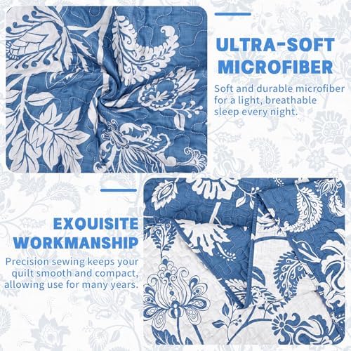 Invoibler Reversible Blue Floral Quilt Set 1