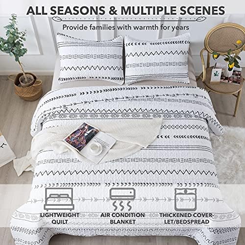 Andency White Boho Quilt Set California King 3Pcs