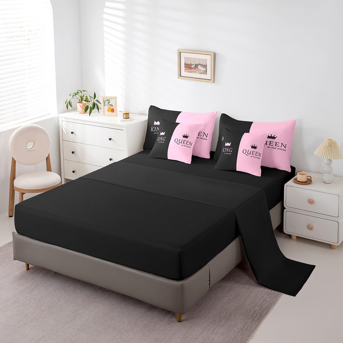Feelyou King Size Comforter Set with Pillowcases and Cushion Covers