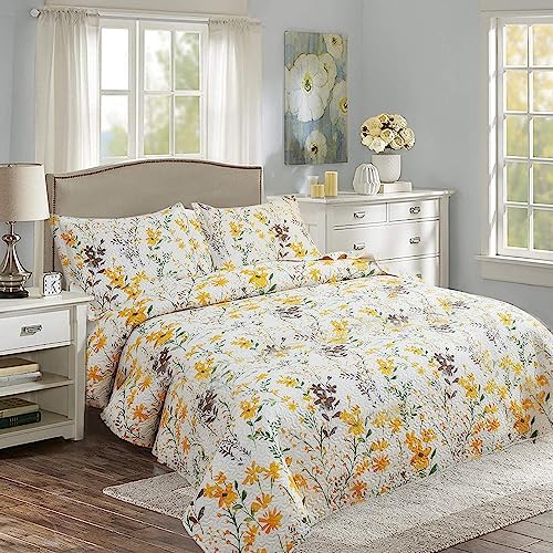 Ycosy King Size Floral Quilt Set Reversible