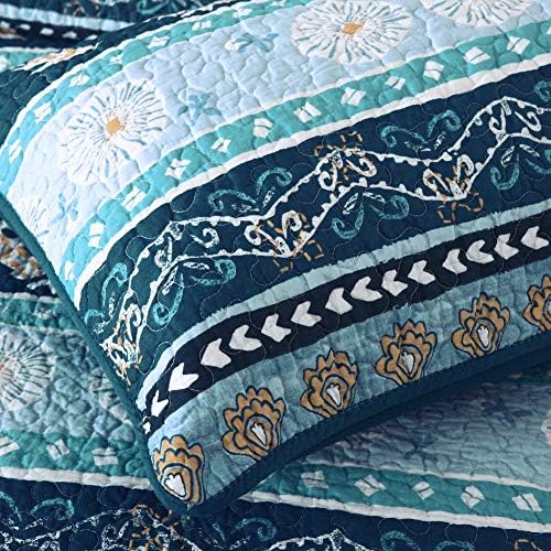 NEWLAKE Reversible Patchwork Quilt Set Boho Chic Queen Size