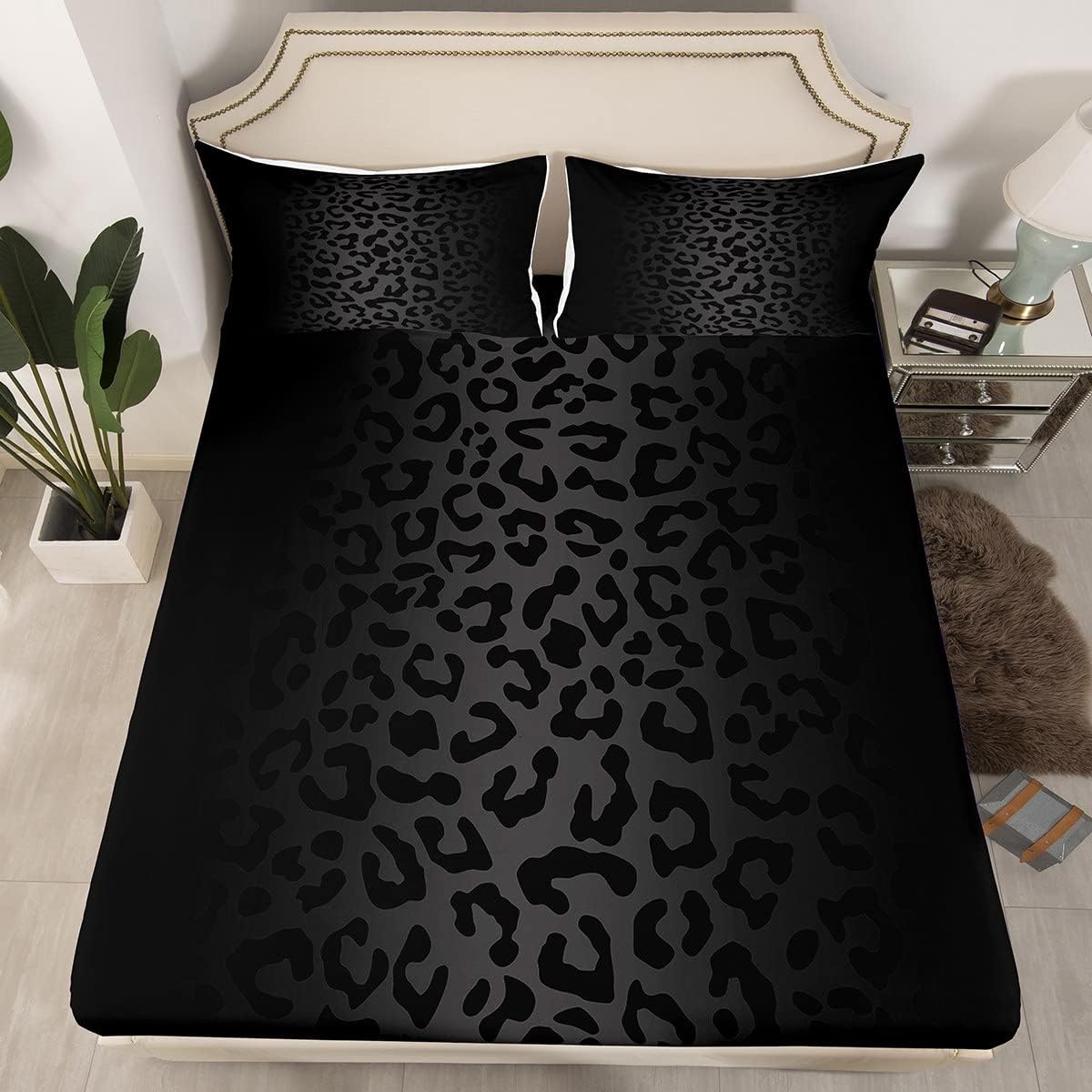 Feelyou Leopard Print Sheet Set King Size 4Pcs