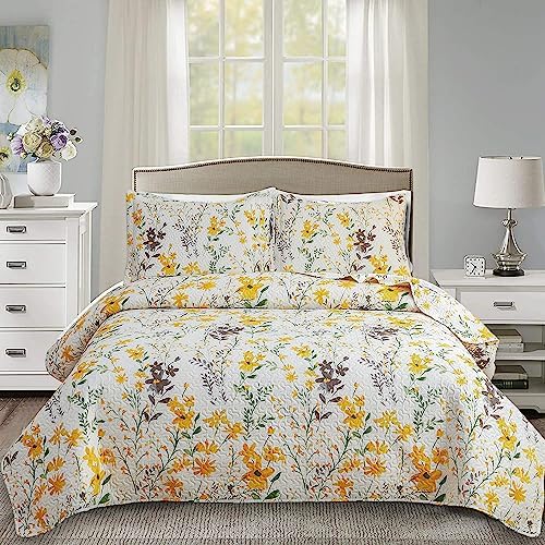 Ycosy King Size Floral Quilt Set Reversible