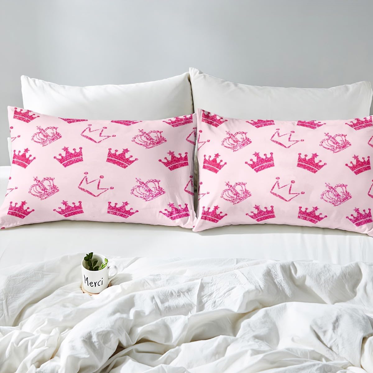 Castle Fairy Cartoon Crown Graffiti Duvet Cover Set