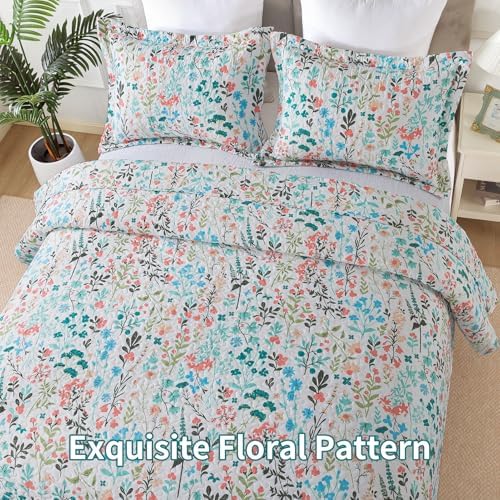 TWINRUN Floral Queen Quilt Bedding Set - 3 Piece Farmhouse Garden Style